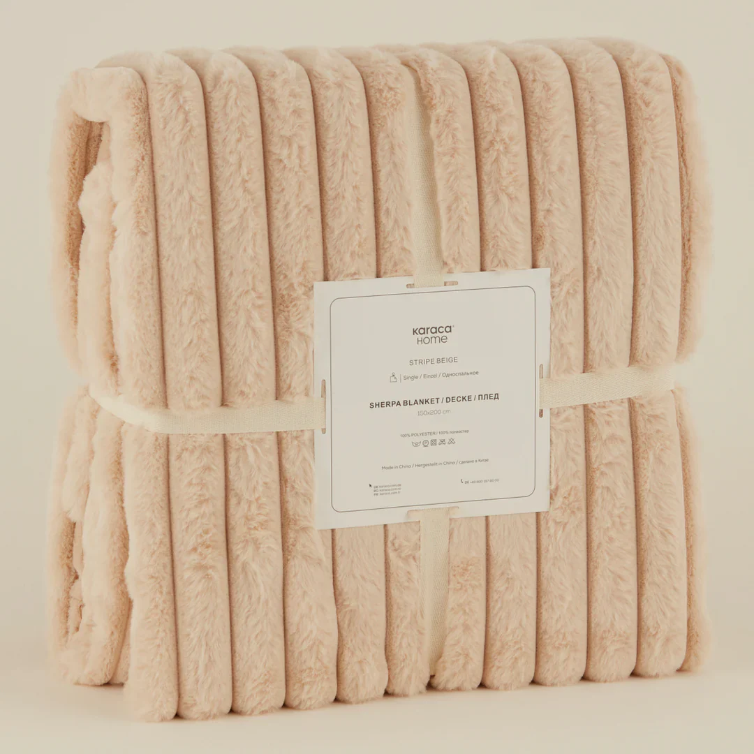 Karaca Stripe Sherpa Ecru Deken 150x200 cm - Image 3