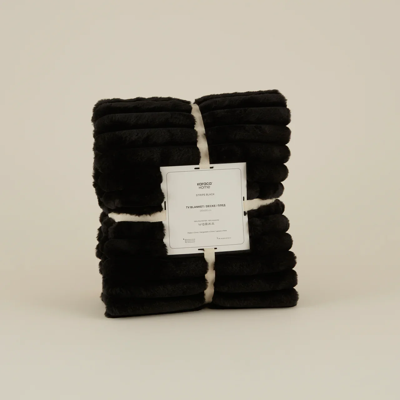 Karaca Stripe Sherpa Zwarte Deken 130x150 cm - Image 2