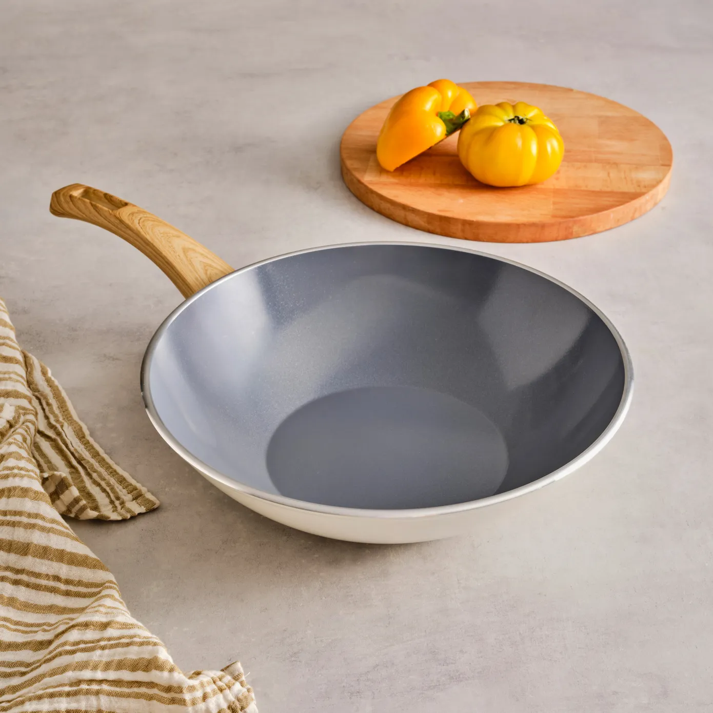 Karaca Swiss Crystal 28 cm Wokpan, Crème - Image 2