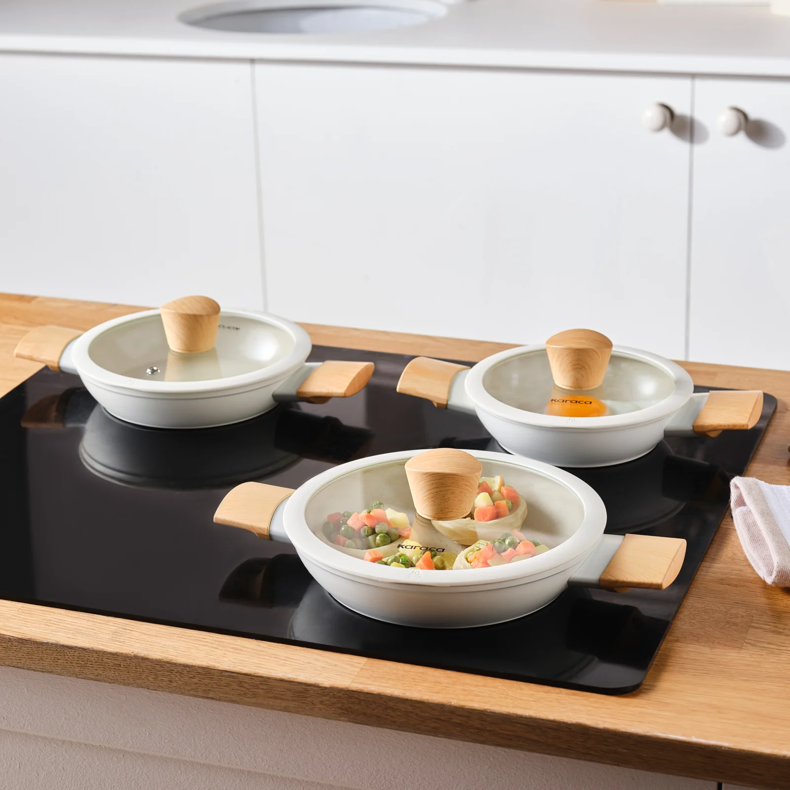 Karaca Swiss Crystal Almond Cream, 6-delige Ondiepe Braadpan Set, Inductie - Image 2