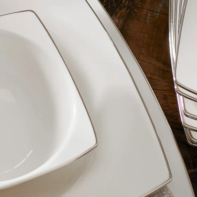 Karaca Talia Cream 60-delige Tafelservies Set voor 12 Personen – Platina, Vierkant - Image 5