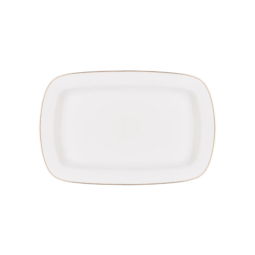 Karaca Timeless 59-delige Porseleinen Halve Vierkante Dinerset voor 12 Personen, Goud - Image 11