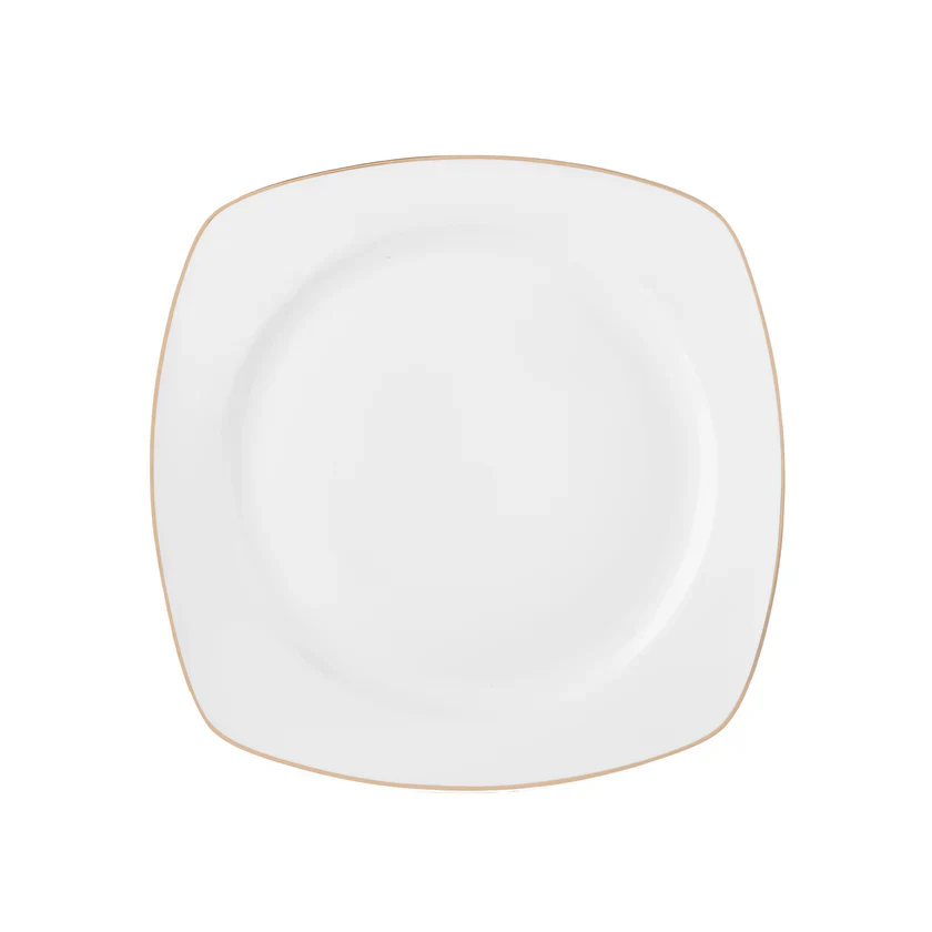Karaca Timeless 59-delige Porseleinen Halve Vierkante Dinerset voor 12 Personen, Goud - Image 16
