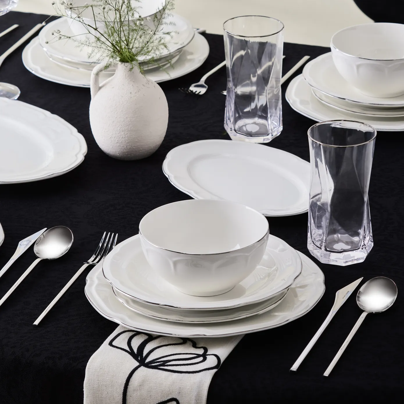Karaca Tobias Platin 12 Persoons Servies, 56 Delig - Image 10