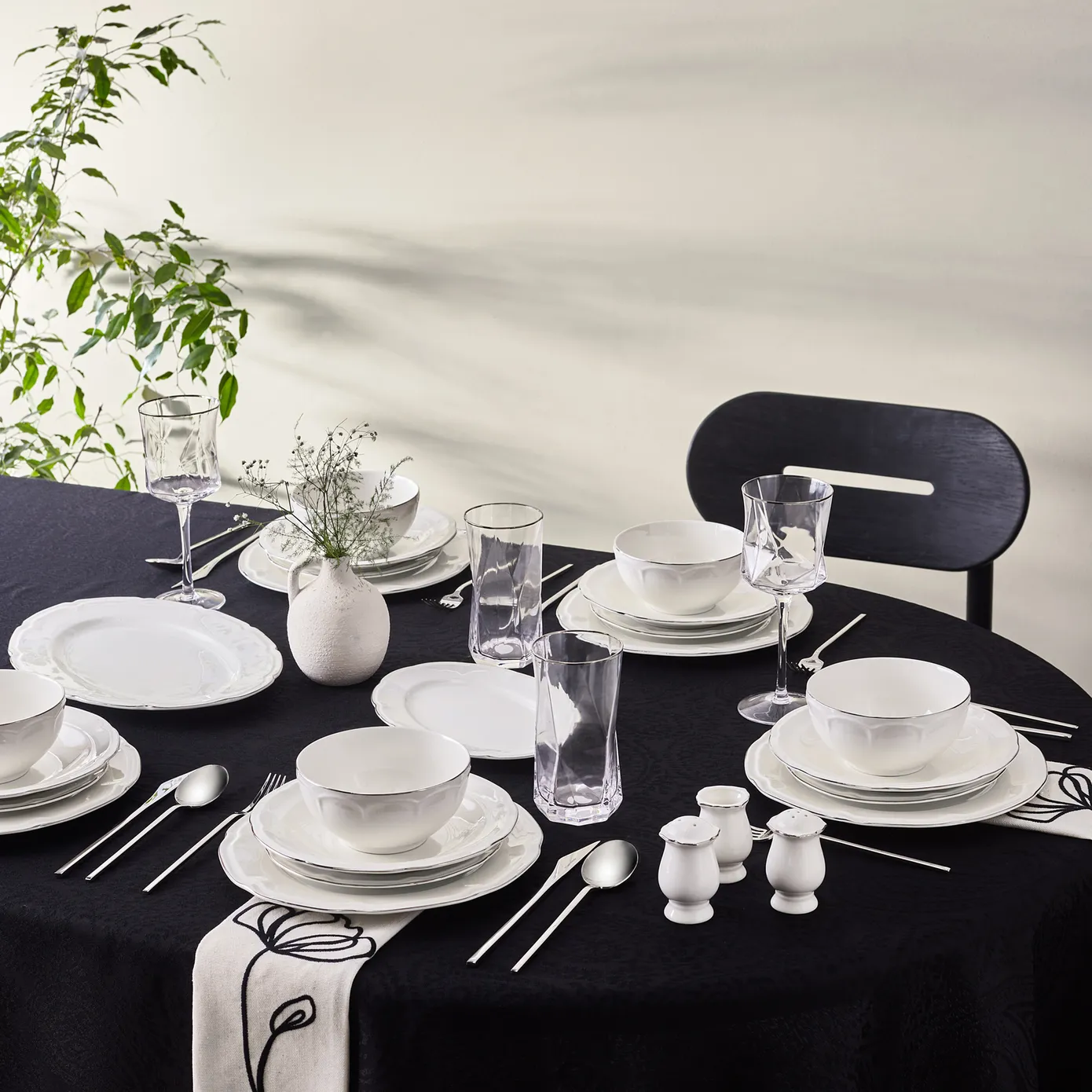 Karaca Tobias Platin 12 Persoons Servies, 56 Delig - Image 6