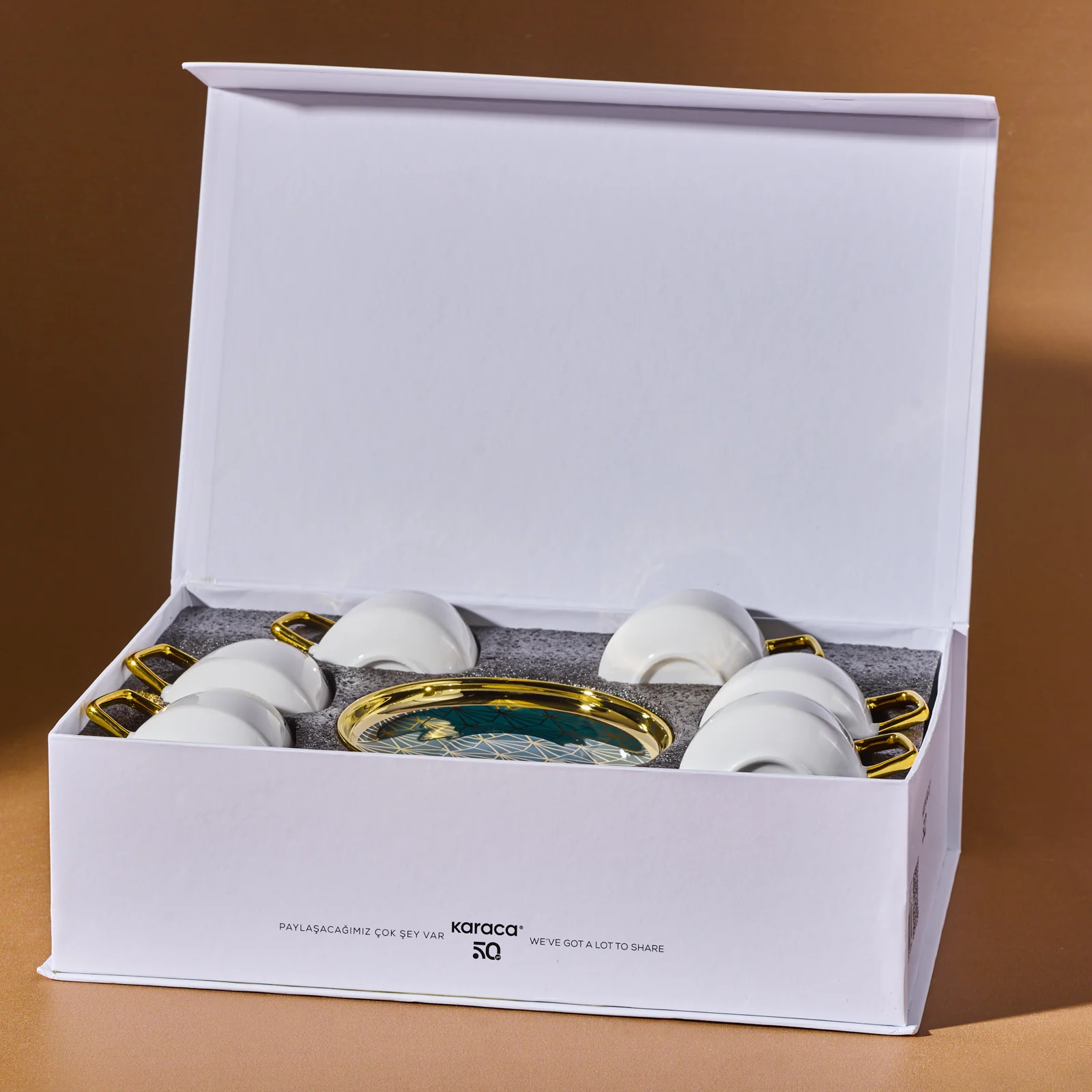 Karaca Verde 12-delige Porseleinen Espresso Turkse Koffiekopjesset voor 6 Personen, 100 ml, Multicolor - Image 9
