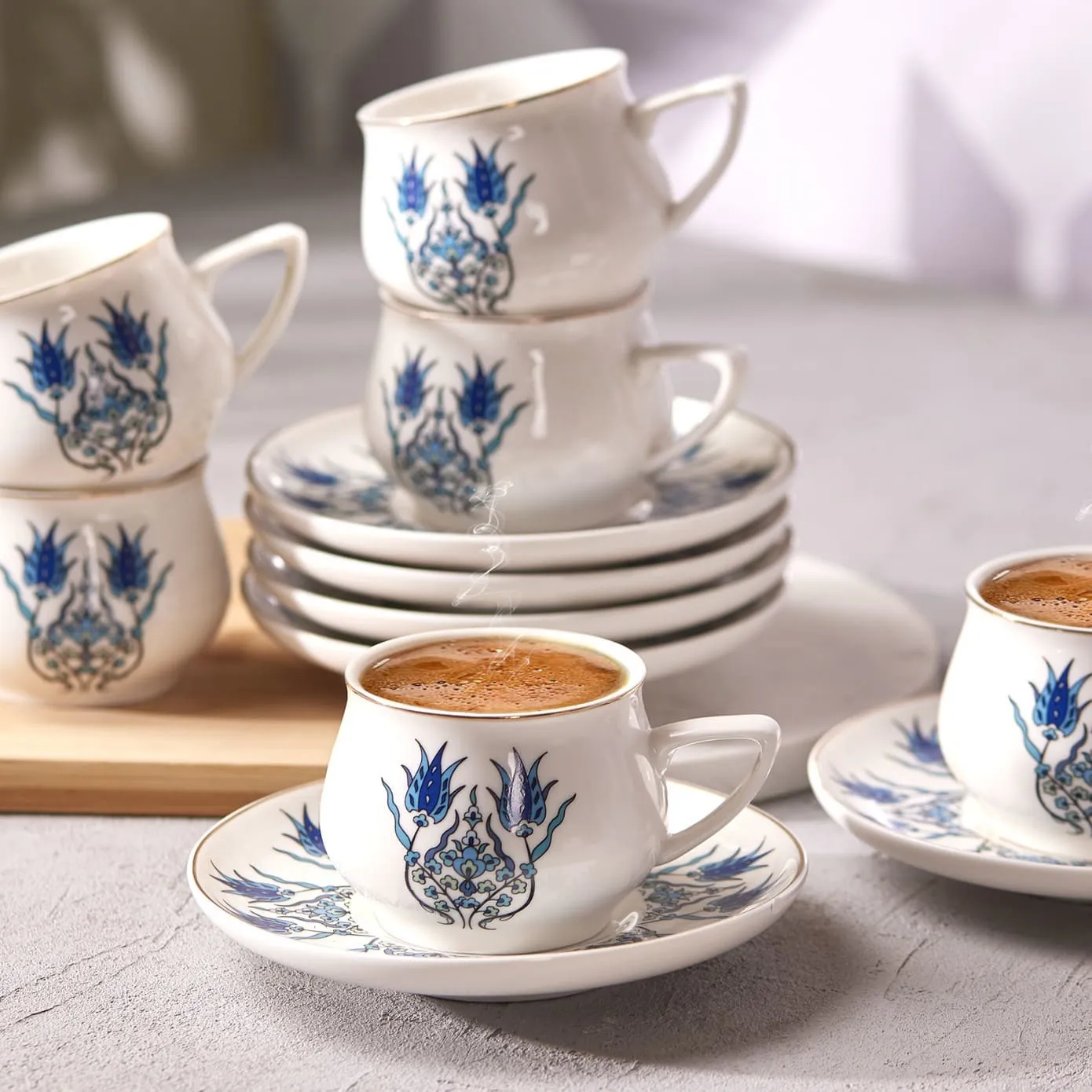 Karaca İznik koffiekopjesset met nieuwe vorm voor 6 personen 100 ml - Image 3