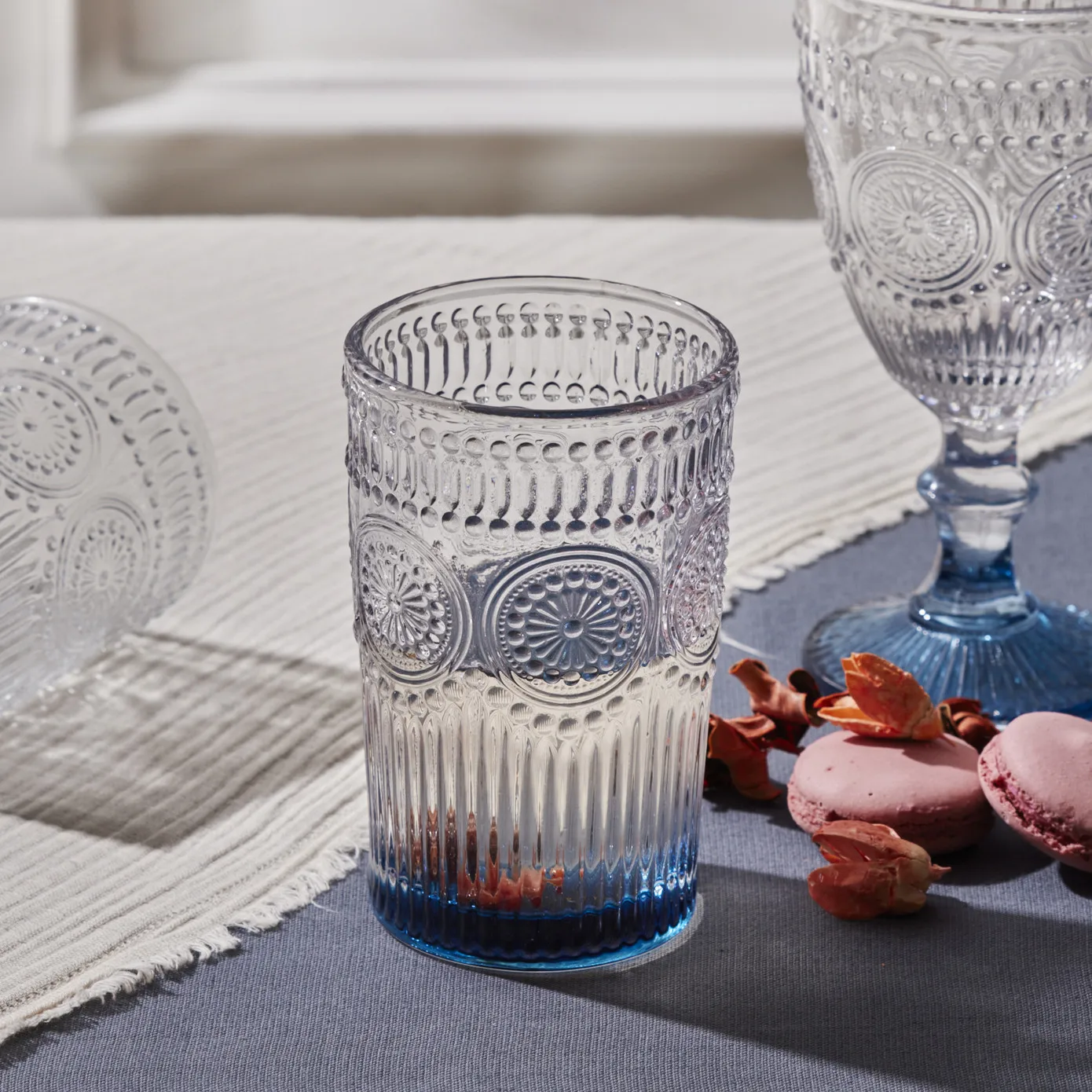 Karaca Zonnebloem-glas, Blauw - Image 2
