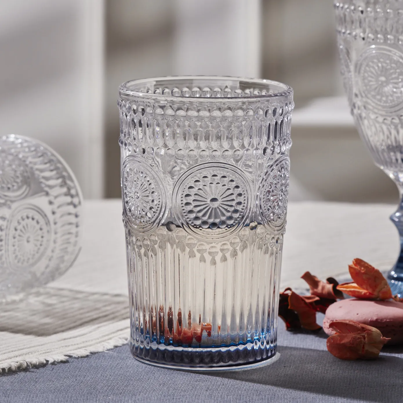 Karaca Zonnebloem-glas, Blauw - Image 4