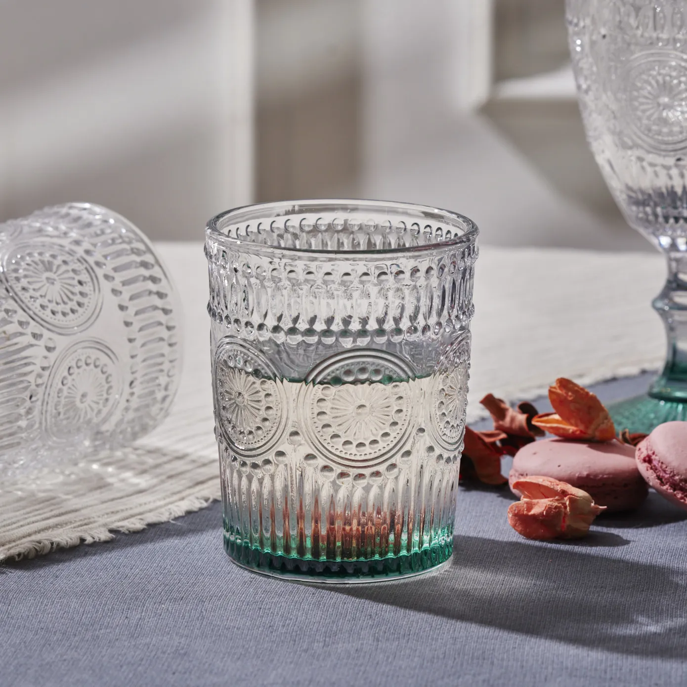 Karaca Zonnebloem Waterglas, Groen - Image 6