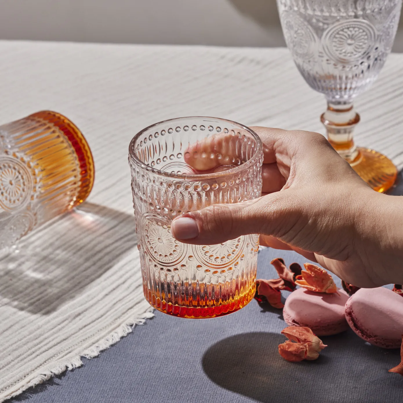 Karaca Zonnebloem Waterglas, Oranje - Image 3