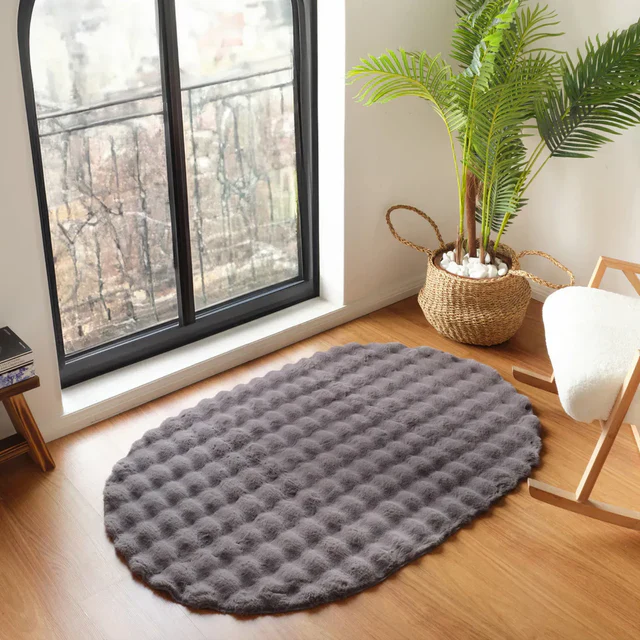 Kaşmir Halı 7/24 Cosy Premium Bubble Anthracite Ovaal 80x150 cm