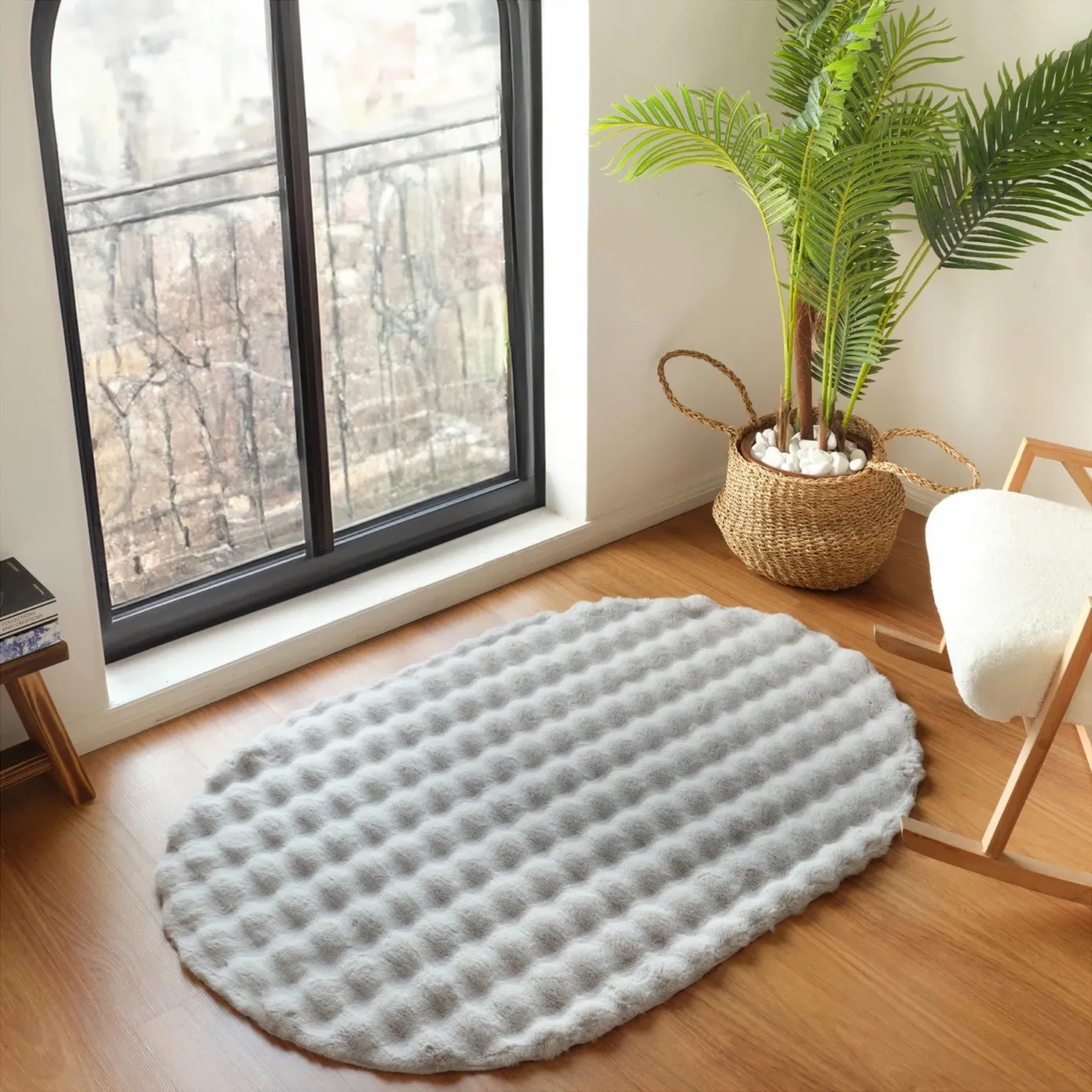 Kaşmir Halı 7/24 Cosy Premium Bubbel Lichtgrijs Ovaal 80x150 cm - Image 4