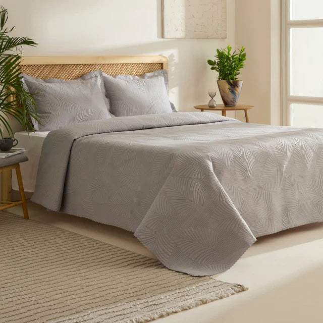 Leaf Beddensprei Set Grijs 230x240 cm + 2 (50x70 cm) - Image 2
