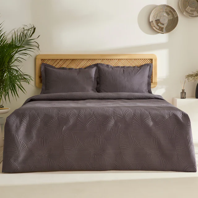 Leaf Sprei Set Antraciet 230x240 cm + 2 (50x70 cm)