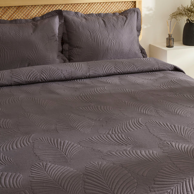 Leaf Sprei Set Antraciet 230x240 cm + 2 (50x70 cm) - Image 2