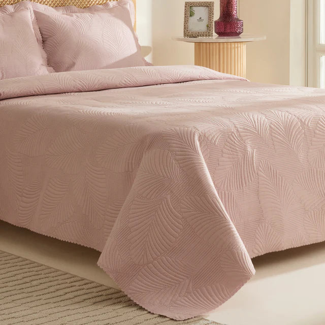 Leaf Sprei Set Poederroze 230x240 cm + 2 (50x70 cm) - Image 3