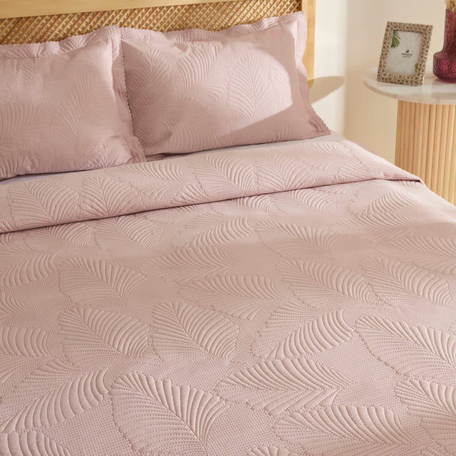 Leaf Sprei Set Poederroze 230x240 cm + 2 (50x70 cm) - Image 4