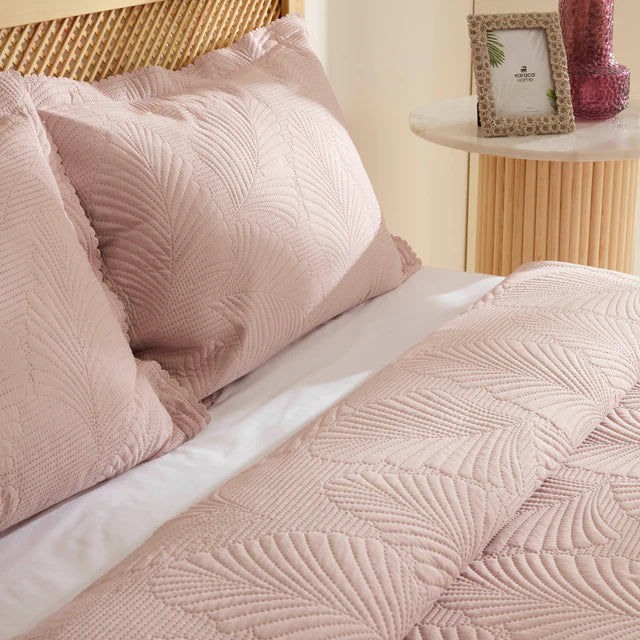 Leaf Sprei Set Poederroze 230x240 cm + 2 (50x70 cm) - Image 6