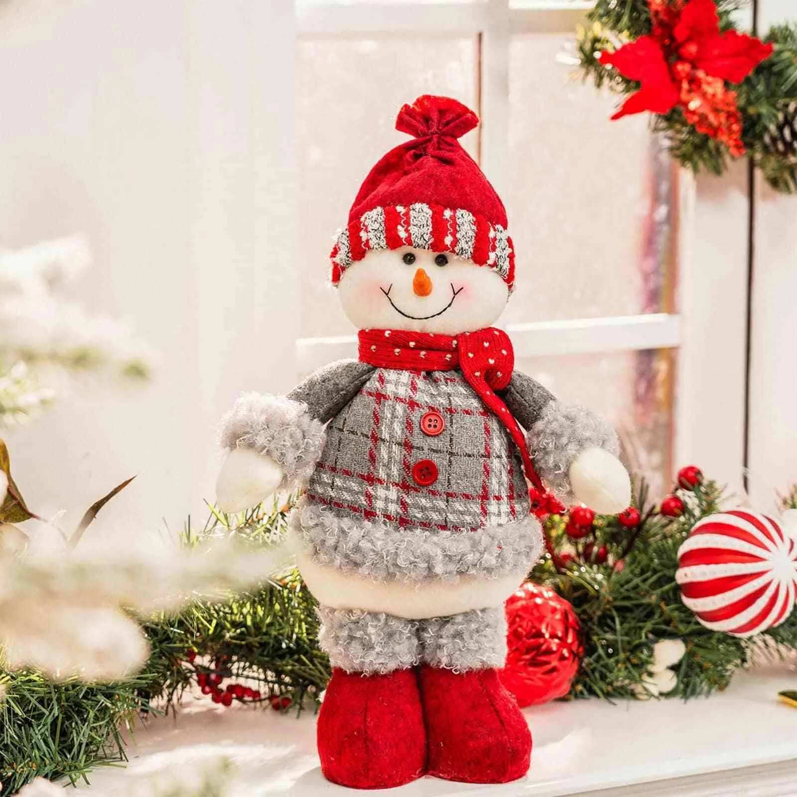NY23 STANDING SNOWMAN PELUŞ OBJE 34CM - Image 6